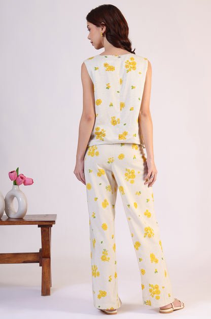 Floral Printed Rayon Top &amp; Parallel Pant Co-Ord Set - View 2