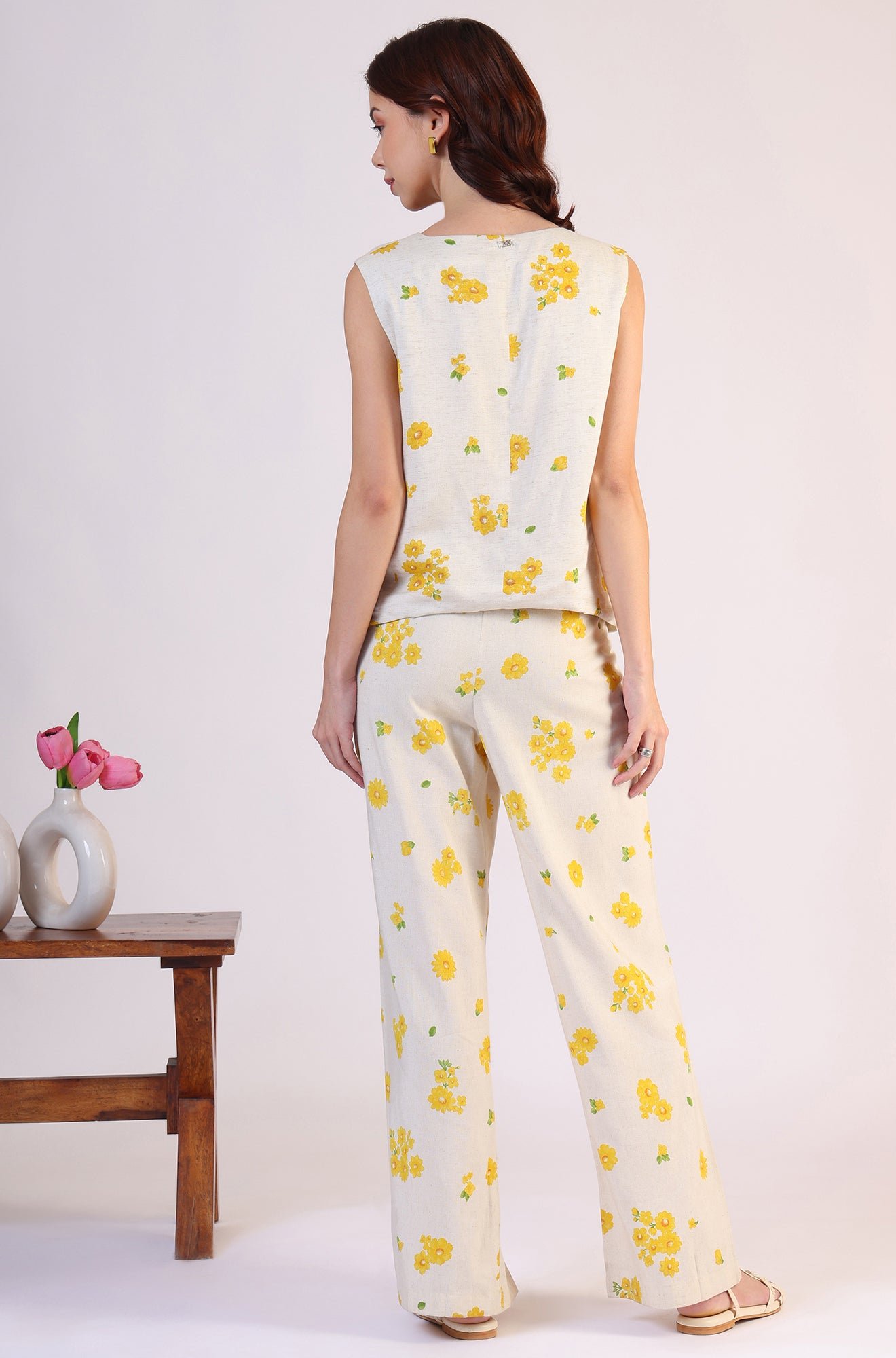 Floral Printed Rayon Top &amp; Parallel Pant Co-Ord Set - View 5